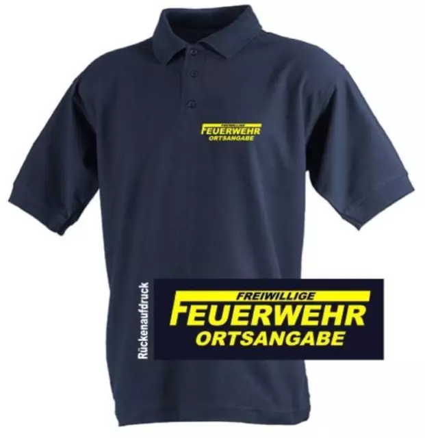 Freiwillige Feuerwehr Polo-Shirt / Hemd navy mit Brust- und Rückenaufdruck