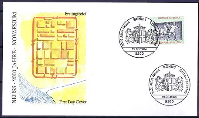 BRD 1984: Neuss 2000 Jahre! FDC der Nr. 1218 mit Bonner Sonderstempeln! 1904