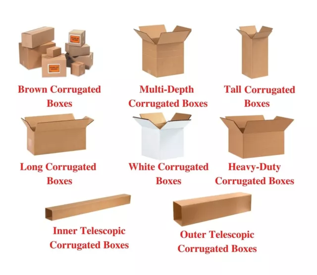 3-8 Inch Corrugated Boxes MANY Sizes Available Shipping/Moving Boxes Multi Packs