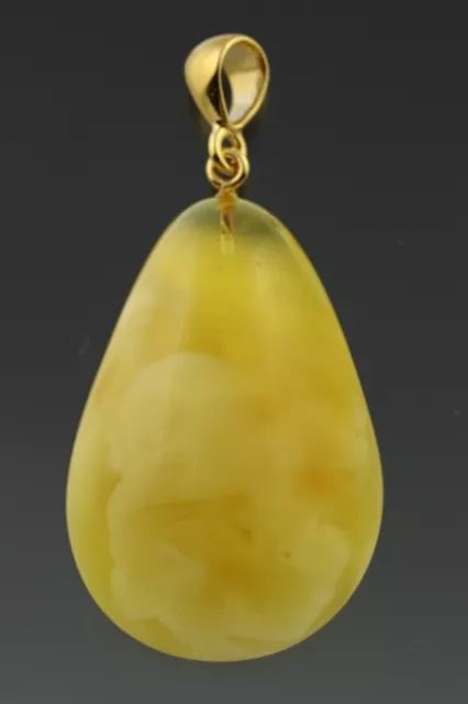 Genuine BALTIC AMBER Egg Yolk Gold Plated Silver Pendant 7.3g 200505-8