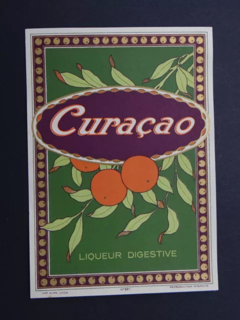 Ancienne étiquette CURACAO liqueur digestive Likör liquore french label