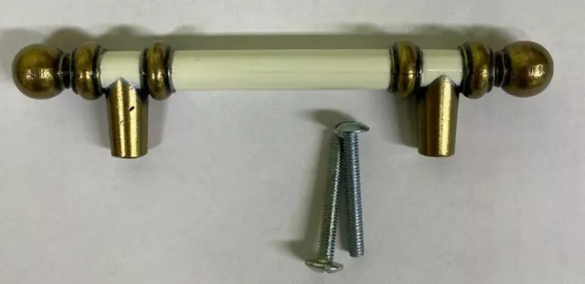 (2) New Amerock  Brass/White, 3" Centers #743-1-Cw Drawer Or Cabinet Door Pull