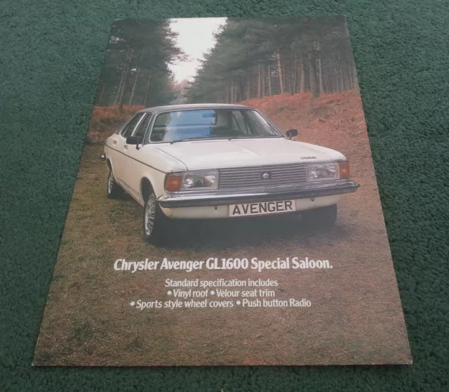 March 1979 CHRYSLER AVENGER 1600 GL SPECIAL Special Edition UK LEAFLET BROCHURE