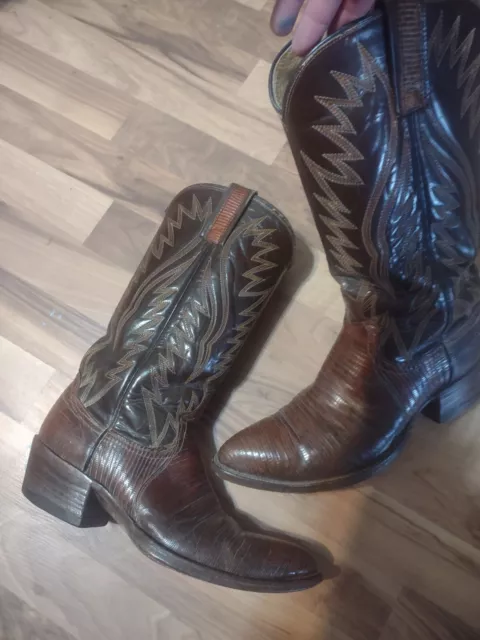MEN'S VINTAGE DAN Post Lizard Skin Brown Cowboy Boots Size 8 $99.99 ...