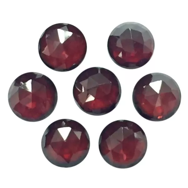 3Mm To 8Mm Natural Red Garnet Round Rose Cut Flat Back Cabochon For Jewelry