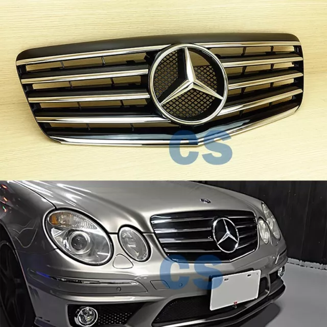 GLOSS BLACK 03-06 For Mercedes Benz W211 E-Class 5 Fin Front Grille £159.80  - PicClick UK