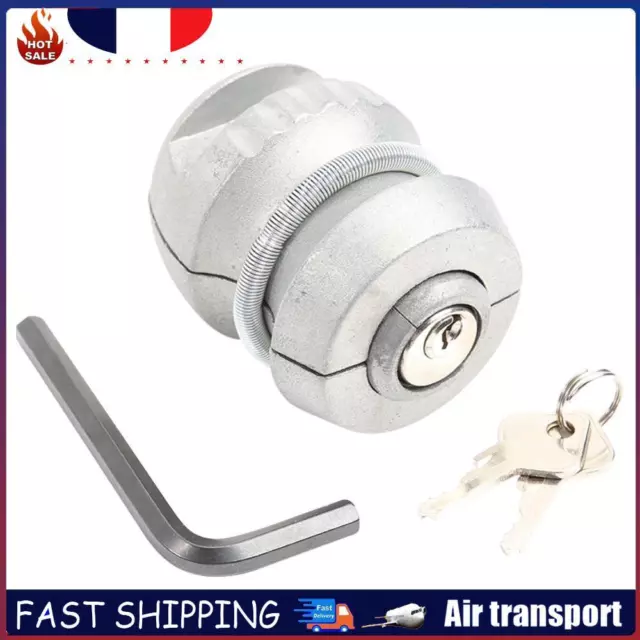Anti-Theft Trailer Parts Ball Lock Hitch Lock for Coupling Tow Caravan Silver FR