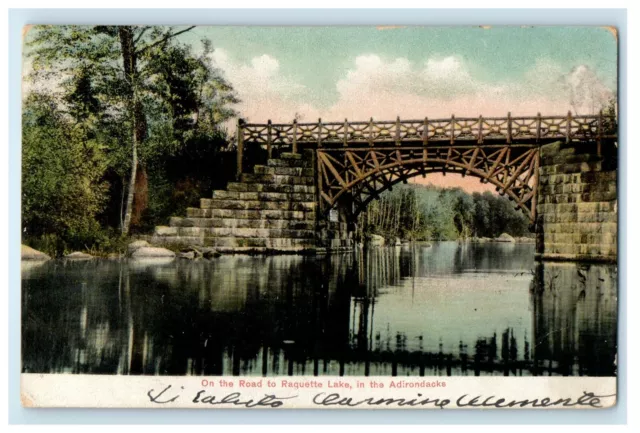 1907 On The Road To Raquette Lake In The Adirondacks New York NY Postcard