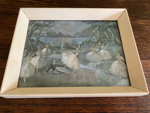 Vintage Art deco Foil Art/Foil Painted？/Metal Etching, Framed Ballerina Pictures 2