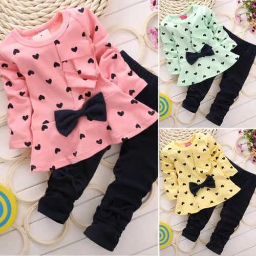 Kids Babys Girls Winter Soft Sweatshirt Top Pants Tracksuit Outfits Sets Clothes