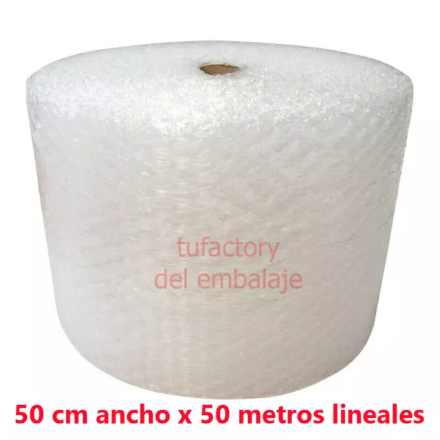 Rollo de plástico burbuja transparente 50 metros x 0,5 m  rollo burbuja mudanza