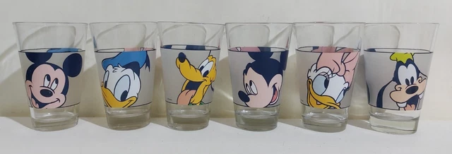 71280 Lotto 6 bicchieri in vetro Disney Cerve - Topolino / Paperino / Minni