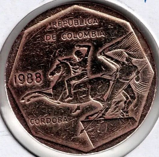 1988 Colombia Circulated 10 Pesos José Maria Córdoba - San Andrés Coin