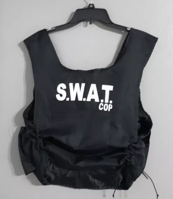 SWAT Cop Vest Costume Black S.W.A.T. Tactical Law Police Officer OS One Size