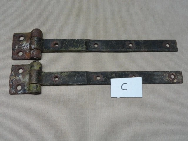 Pair of Barn Shed Door Garden Gate Strap Hinges Antique Cast Iron Nice Ones 'C' 10