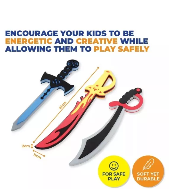 3 Pack Foam Swords Soft Safe Durable Sturdy Creative Play 41cm Kids Toys Knight