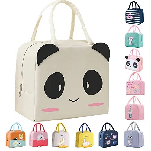 Sac à Lunch Isotherme Réutilisable | 23x20x13cm | Imperméable | Pliable | Design Mignon (Bleu)