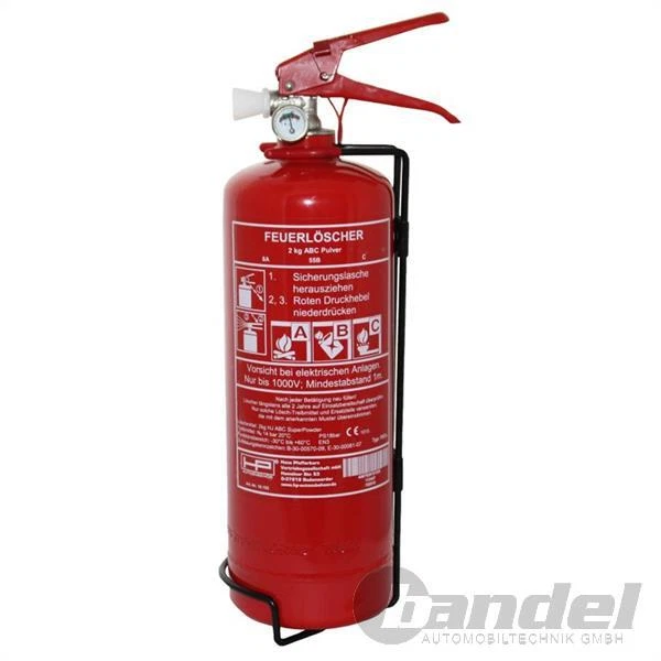 ESTINTORE AUTO 2kg ABC POLVERE MANOMETRO ANTINCENDIO CON SUPPORTO
