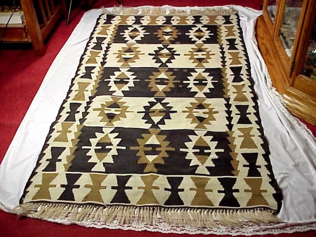 Native American Style HAND WOVEN FLAT WEAVE AREA RUG
