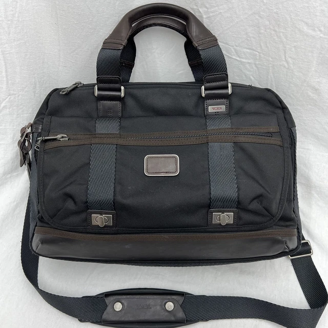 Tumi Alpha Bravo Flap Briefcase Laptop Bag Nylon Black Brown 222634HK2 $445