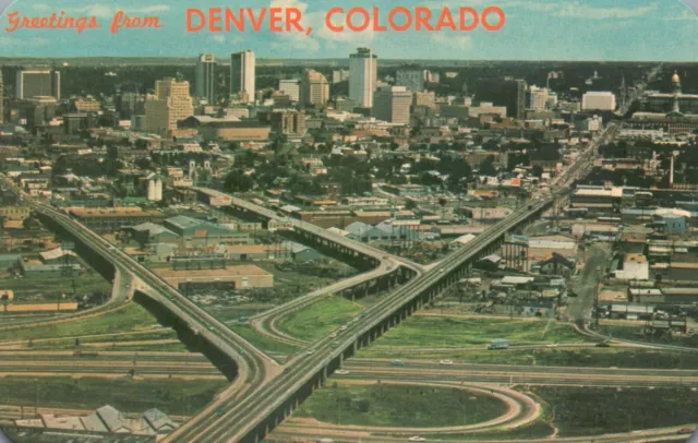 Postcard CO Greetings from Denver Air View Colfax Viaduct Vintage PC H3021