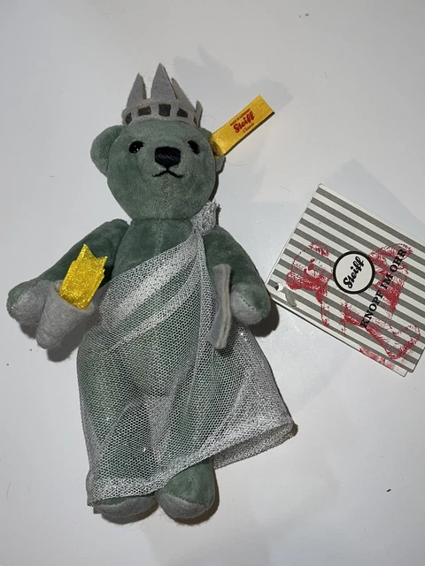 STEIFF BUTTON Stuffed Animal Plush Statue Of Liberty Bear 026874, New ...