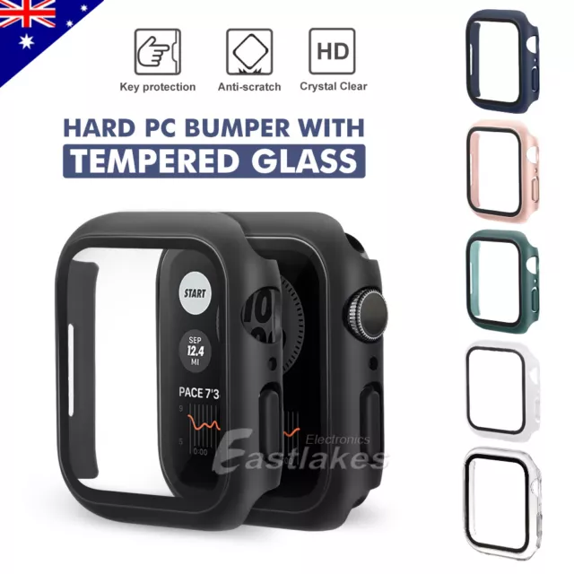 For Apple Watch iWatch Series SE 6 5 4 3 2 1 Case Full Glass Cover 38 40 42 44mm