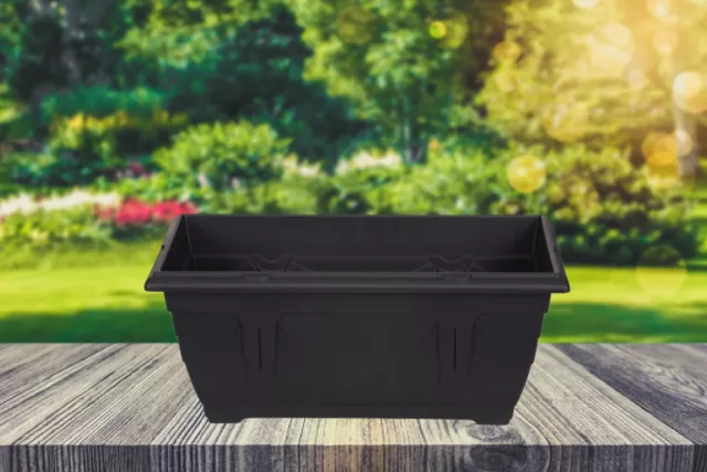 Small Plastic Venetian Window Box Trough Planter Plant Pot 40cm Black Colour