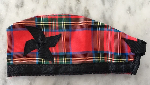 Mini Scottish Red Plaid Glengarry Hat Cap Bow Ribbon Doll Terrier Dog Teddy Bear