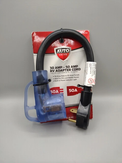 AUTO DRIVE, 30A to 50A RV POWER CORD ADAPTER NEW