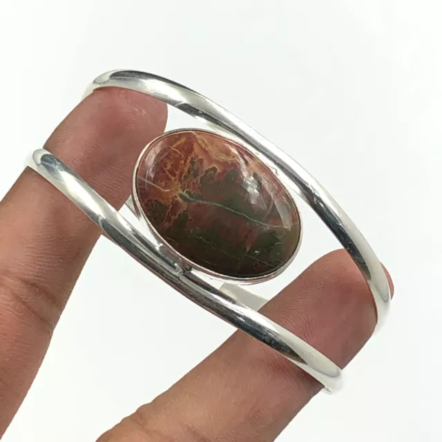 925 Solid Silver Rain Forest Jasper Gemstone Elegant Cuff Jewelry Gift For Love 2