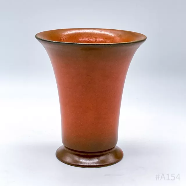 Vintage Bückeburg Keramik Vase Dek. 12 mit Glasur handgefertigt Orange | 13,5cm