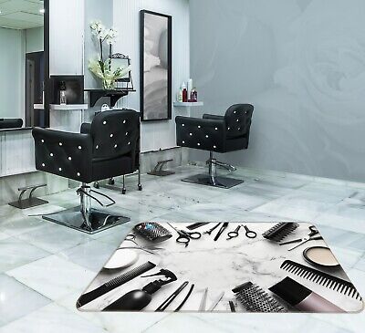 3D Black Comb Scissors RAIG132 Barber Shop Mat Elegant Photo Carpet Rug Sinsin
