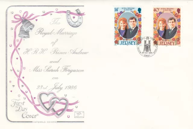 (104047) Jersey Cotswold Prince Andrew Fergie Wedding GB FDC 1986 NO INSERT