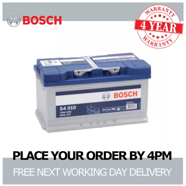 Bosch S4010 Car Battery 12V 80Ah Sealed Calcium 4 Yr Warranty Type 110