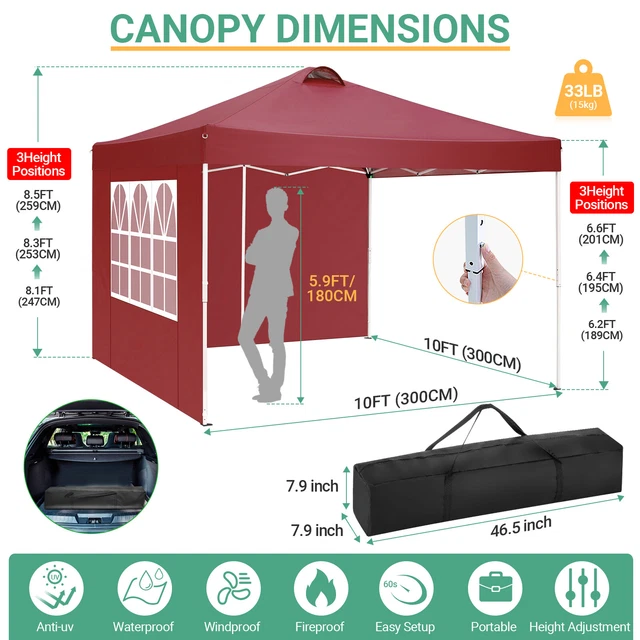 Faltpavillon 3x3m Pavillon Partyzelt Wasserdicht Popup Gartenzelt Festzelt NEU 3