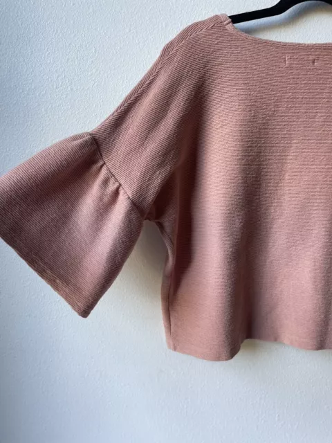 Womens Madewell Size Large Pink Bell Sleeve Blouse 2
