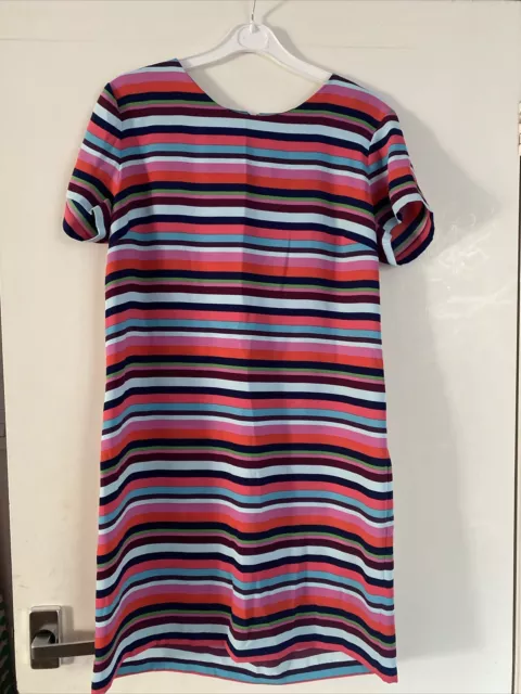 Womens Paraphase Size Small 10 Multi Stripe Short Sleeve Mini Shift Dress 49/33”