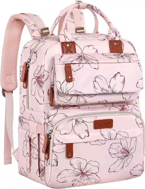 Floral Printed Diaper Backpack for Moms - Large Pink Bag with Insulated Pocke...