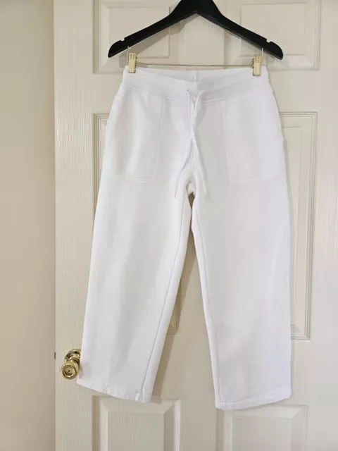 Karen Scott White Thick Fleecy Lined  Drawstring Hi-Rise Crop Sweatpants Sz.SP