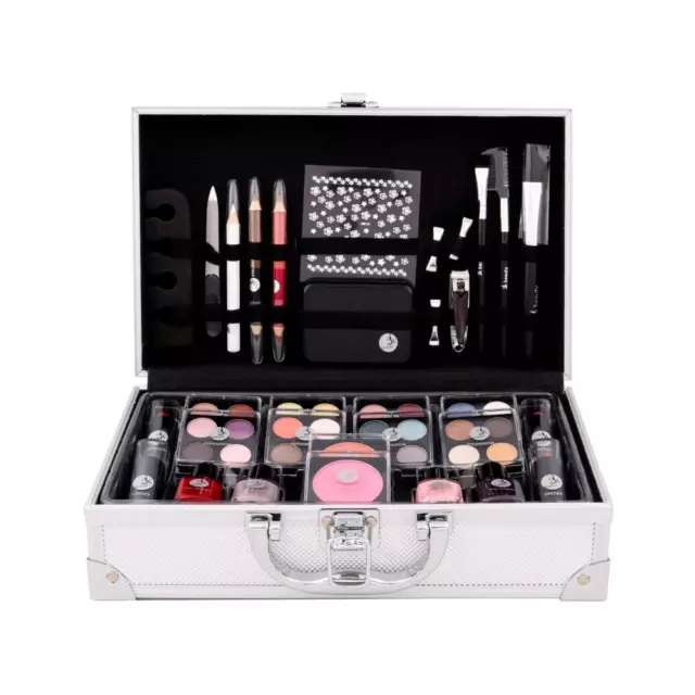 Trousse Silver Beauty Make Up Valigetta Regalo Trucco Professionale 55 pezzi