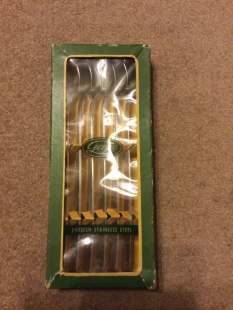 GENSE Sweden FACETTE 6 x Iced Tea Spoons Boxed  Steel 1950's