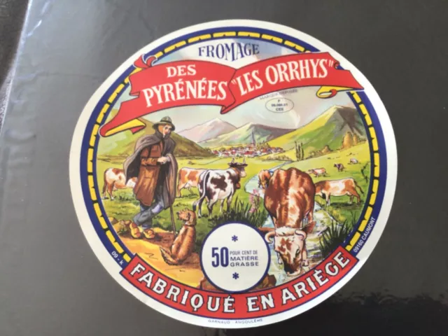 Etiquette Fromage Montagne Pyrénées Les Orrhys Ariège French Cheese Label