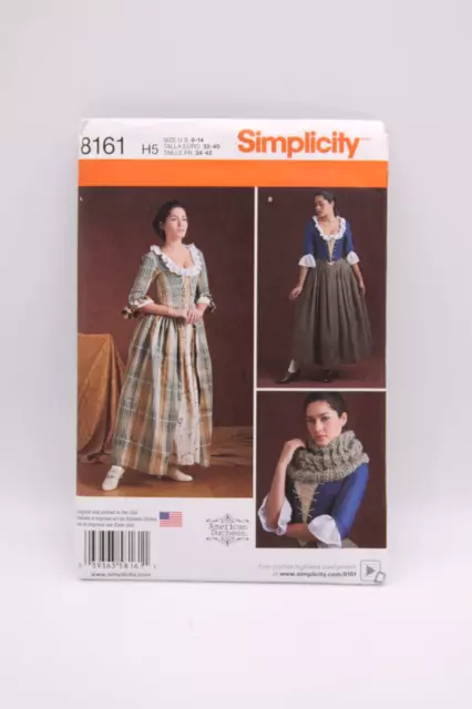 Simplicity Pattern 8161--18th Century Outlander Dresses--Adult Size H5-US 6-14