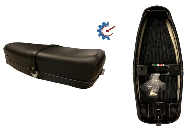 SELLA NERA CON TELAIO IN FERRO E MOLLE VESPA PX 125 150 200 MADE - Foto 7