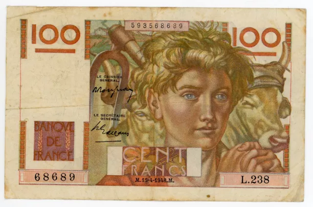 Billet de banque  100 Francs Année  1948 - 68689