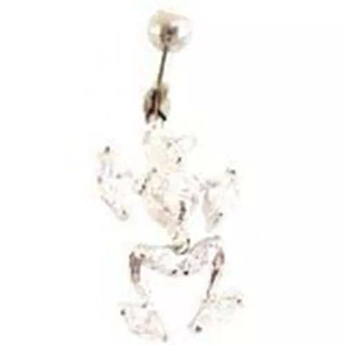 Belly Ring Robot Wiggle Clear Gem Non Dangle Naval Steel Body Jewelry