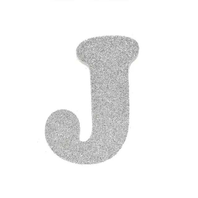 EVA Glitter Foam Letter Cut Out "J", Silver, 4-1/2-Inch, 12-Count