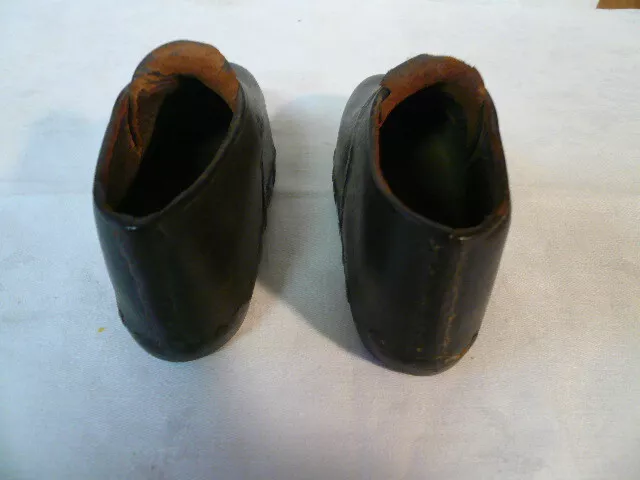 Antique Childrens Shoes Hand Made Leather Wood Sole Childs Doll Shoes Primitive 3