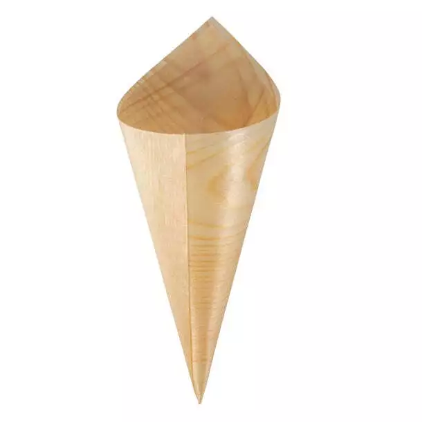 Fiesta Compostable Biodegradable Wooden Cones 75mm (Pack of 100) PAS-DK389